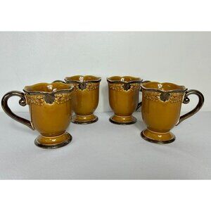 Set of 4 Certified International Karidesign Regency Gold Handled Mugs